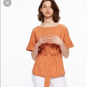 Jigsaw orange poplin shirt with tie